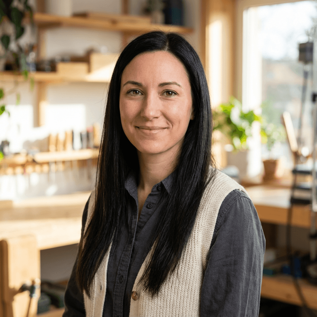 Portrait of a catering director in a black blouse