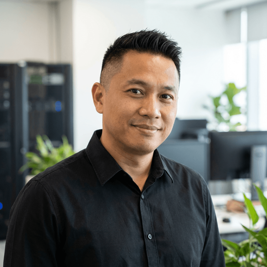 David Chen in a logistics office
